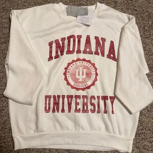 Indiana University Women's Crew Neck Sweater - White and Red